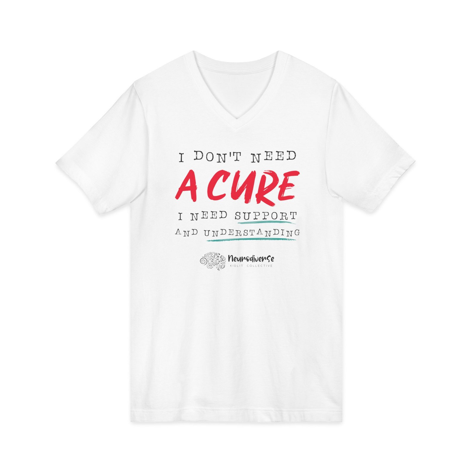 Unisex Jersey Short Sleeve V-Neck Tee with Cure - Image 3